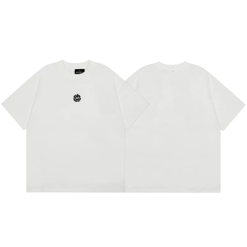 Broken Planet American High Street Trendy Brand Summer Embroidered Letter Logo Loose Cotton White Short sleeved T-shirt
