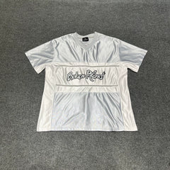 Broken Planet Street Style Summer Sports and Leisure Retro Splicing Color Match Jersey V-neck Short Sleeve T-shirt