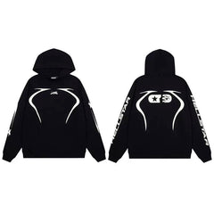 Hellstar Black Curved Line Graphic Hoodie