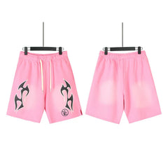 Hellstar Washed Antique Pattern Print Street Casual Shorts