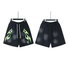 Hellstar Washed Ink Antique Pattern Printed Streetwear Shorts