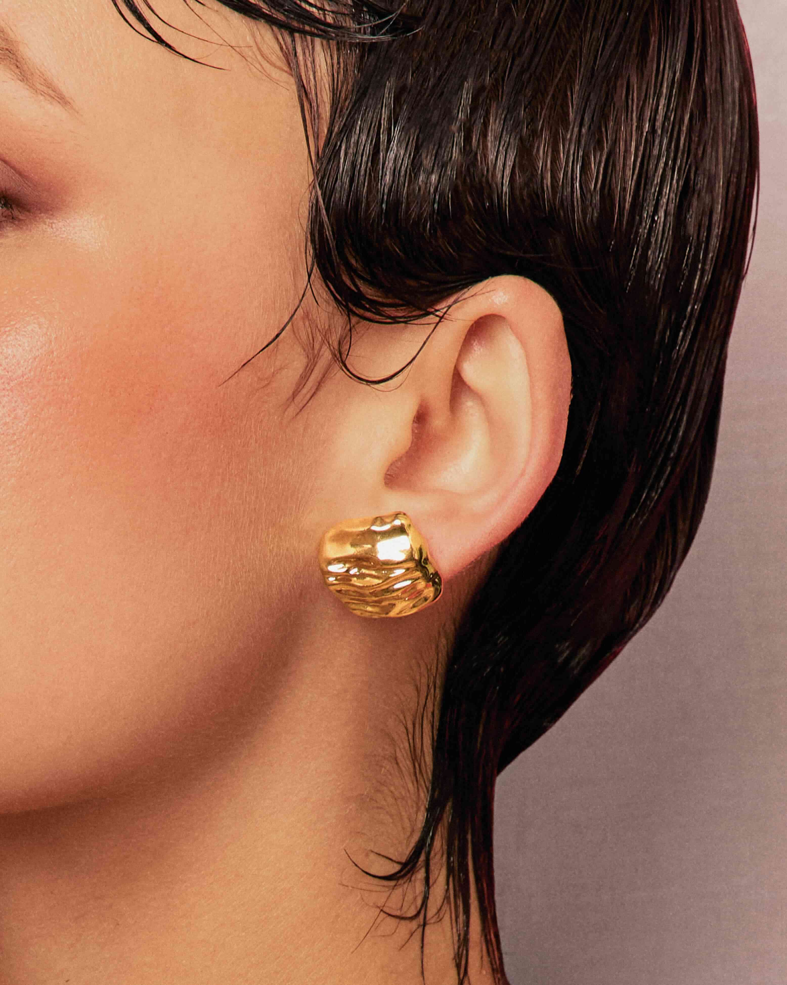 Textured Square Stud Earrings