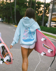 “Chase the Sun” Relaxed Hoodie in Sky Blue