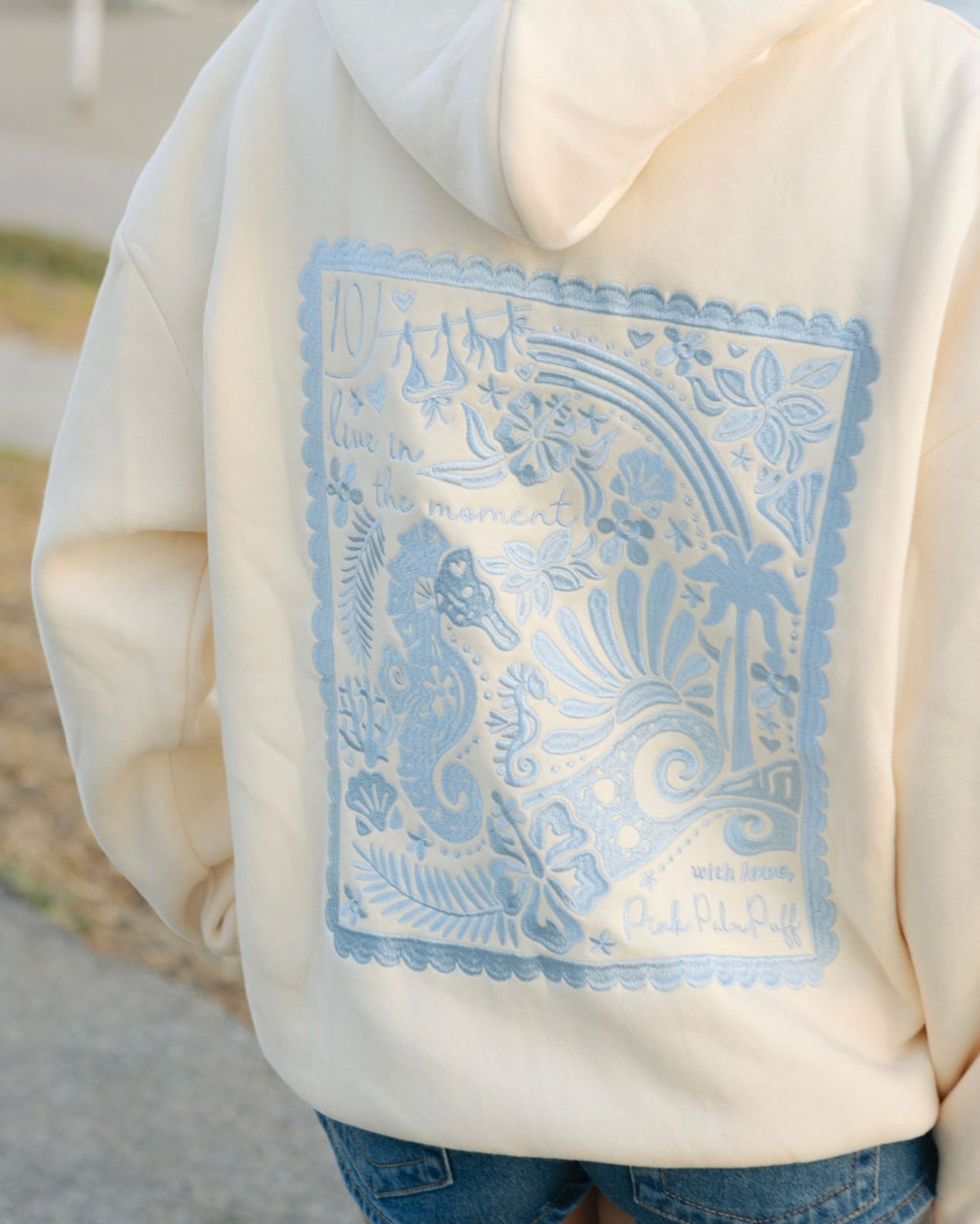 "Live in the Moment" Hoodie in Sand