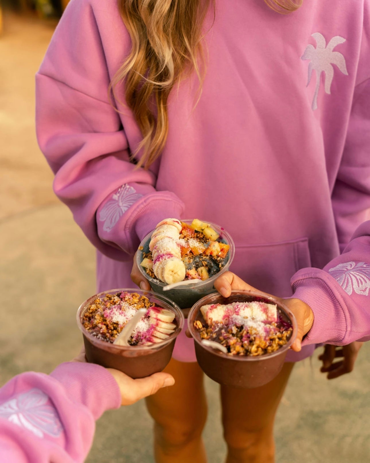 "Everything Comes in Waves" Hoodie in Açai