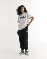 Varsity Short Sleeve Oversized T-shirt - Light Grey Melange/Black