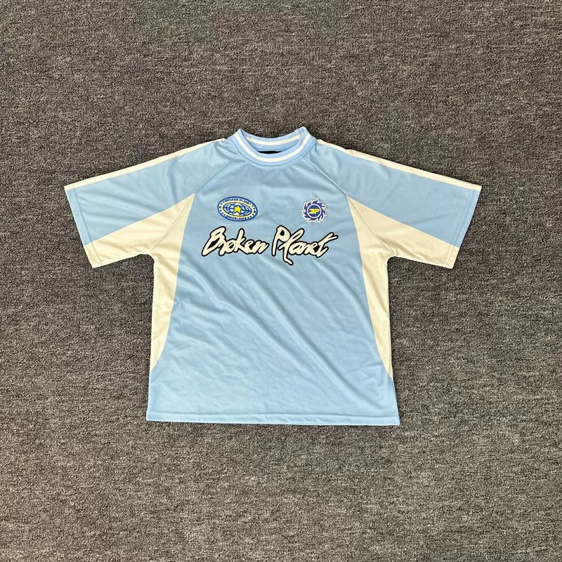 Broken planet shirt, American high street fashion brand, summer sports and leisure contrasting color jersey, short sleeved T-shirt