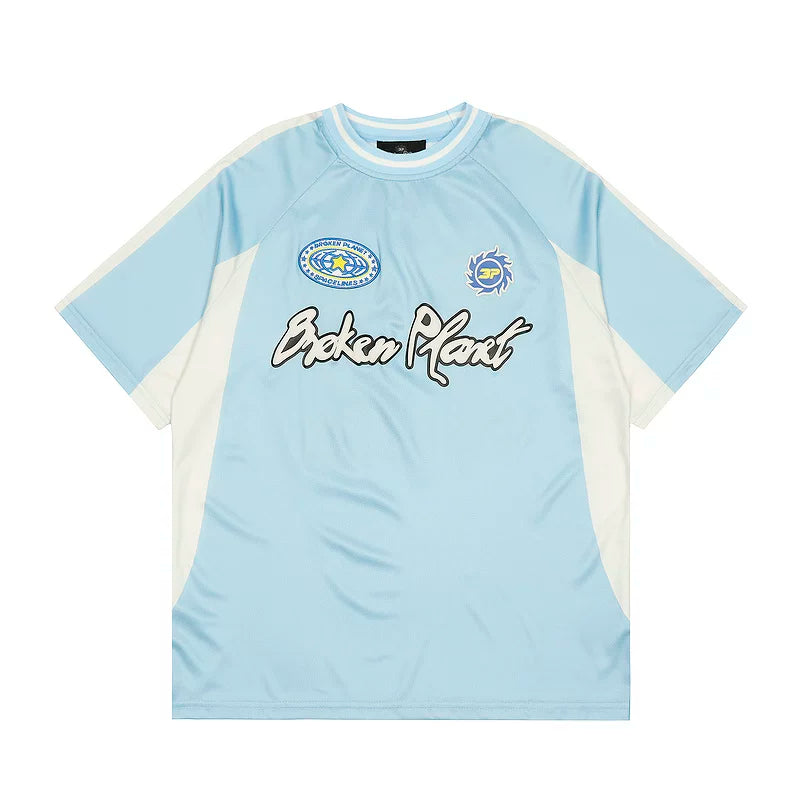 Broken planet shirt, American high street fashion brand, summer sports and leisure contrasting color jersey, short sleeved T-shirt
