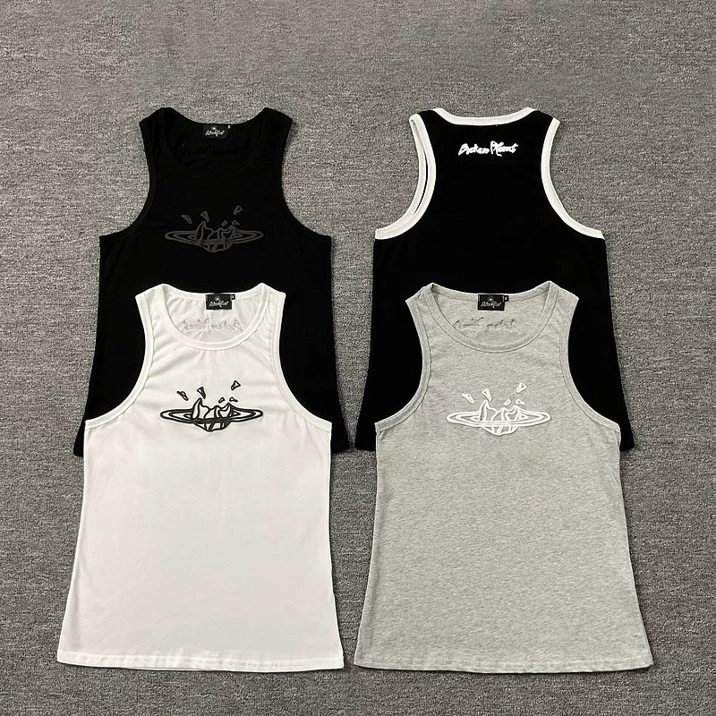 Broken planet, trendy high street, summer sports and leisure, pure cotton base shirt, sleeveless vest, sweatshirt top