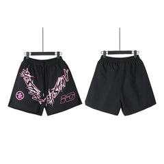 Hellstar Vintage Washed Ink Graphic Casual Street Shorts