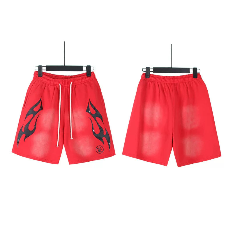 Hellstar Vintage Washed Ink Pattern Casual Printed Shorts
