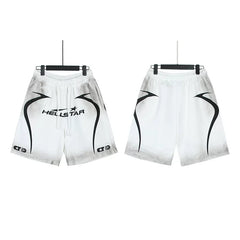 Hellstar Ink Washed Retro Pattern Casual Street Shorts