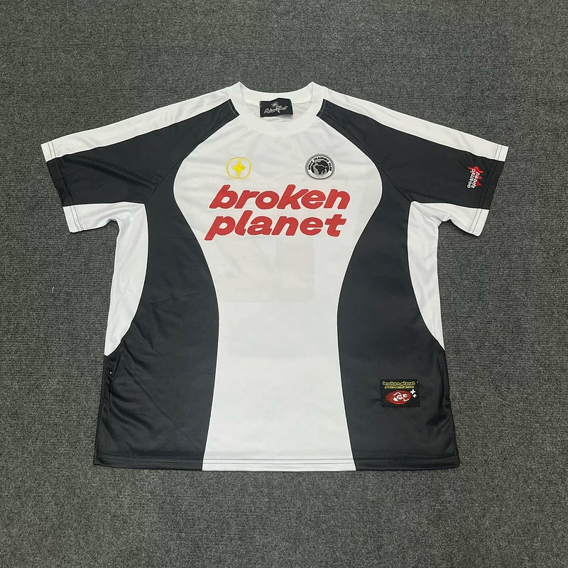Broken Planet American High Street Trendy Brand Summer Badge Embroidered Color Match Jersey Retro Casual Short Sleeve T-shirt