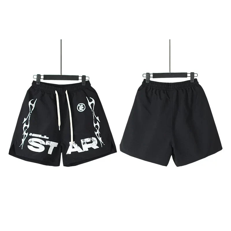 Hellstar Washed Ink Pattern Vintage Casual Printed Shorts