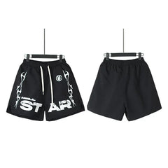 Hellstar Washed Ink Pattern Vintage Casual Printed Shorts