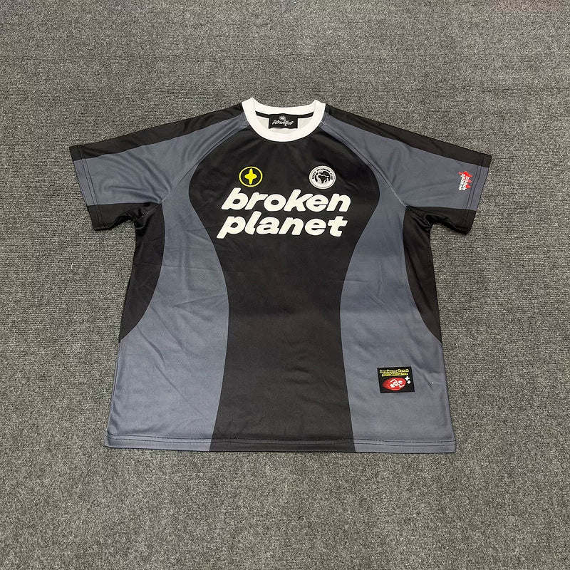Broken Planet American High Street Trendy Brand Summer Badge Embroidered Color Match Jersey Retro Casual Short Sleeve T-shirt