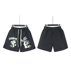 Hellstar Washed Ink Blot Antique Printed Casual Shorts
