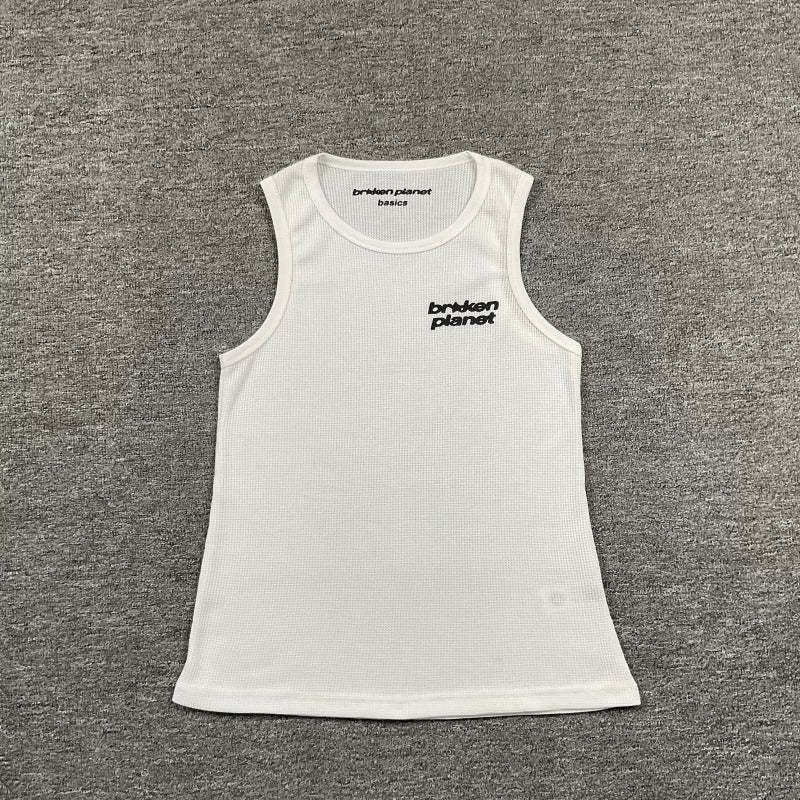 Broken planet vest European and American high street trendy brand letter printed waffle camouflage sleeveless vest sweatshirt