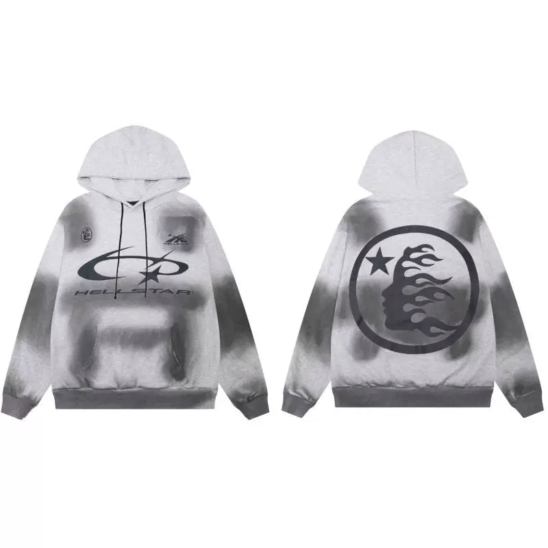 Hellstar Blur‑Wash Planet Circle Icon Hoodie