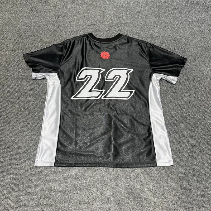 Broken Planet Street Style Summer Sports and Leisure Retro Splicing Color Match Jersey V-neck Short Sleeve T-shirt