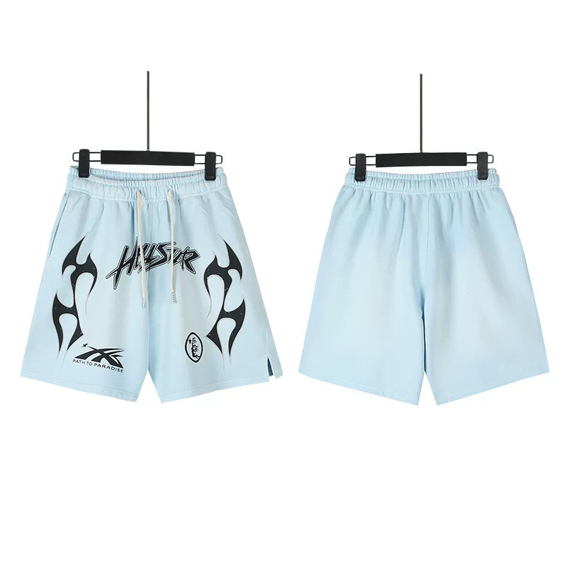 Hellstar Ink Blotting Washed Graphic Casual Printed Shorts