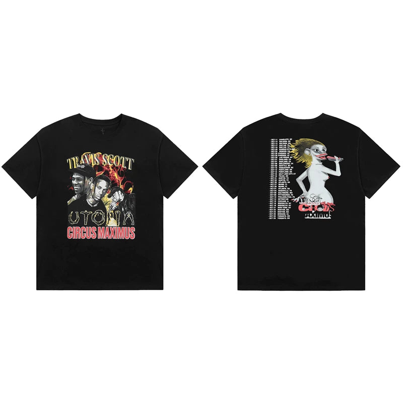 Travis Scott Streetwear Graphic Casual Short Sleeve Tee