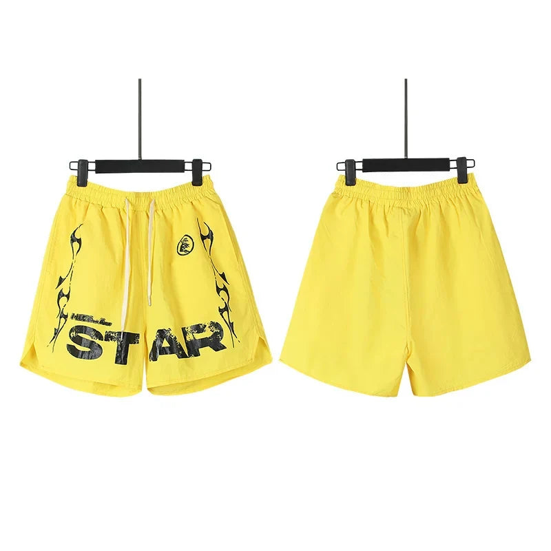 Hellstar Washed Graphic Ink Artwork Streetwear Shorts
