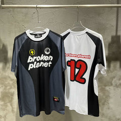 Broken Planet American High Street Trendy Brand Summer Badge Embroidered Color Match Jersey Retro Casual Short Sleeve T-shirt