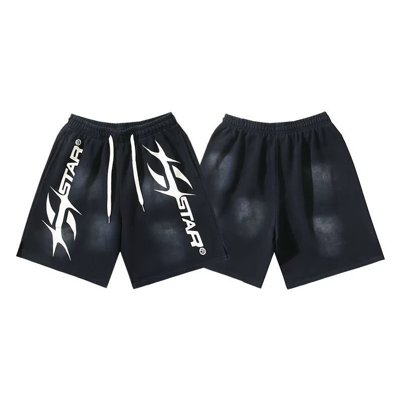 Hellstar Washed Ink Vintage Antique Printed Street Shorts