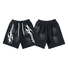 Hellstar Washed Ink Vintage Antique Printed Street Shorts