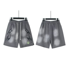 Hellstar Washed Ink Vintage Print Casual Street Shorts