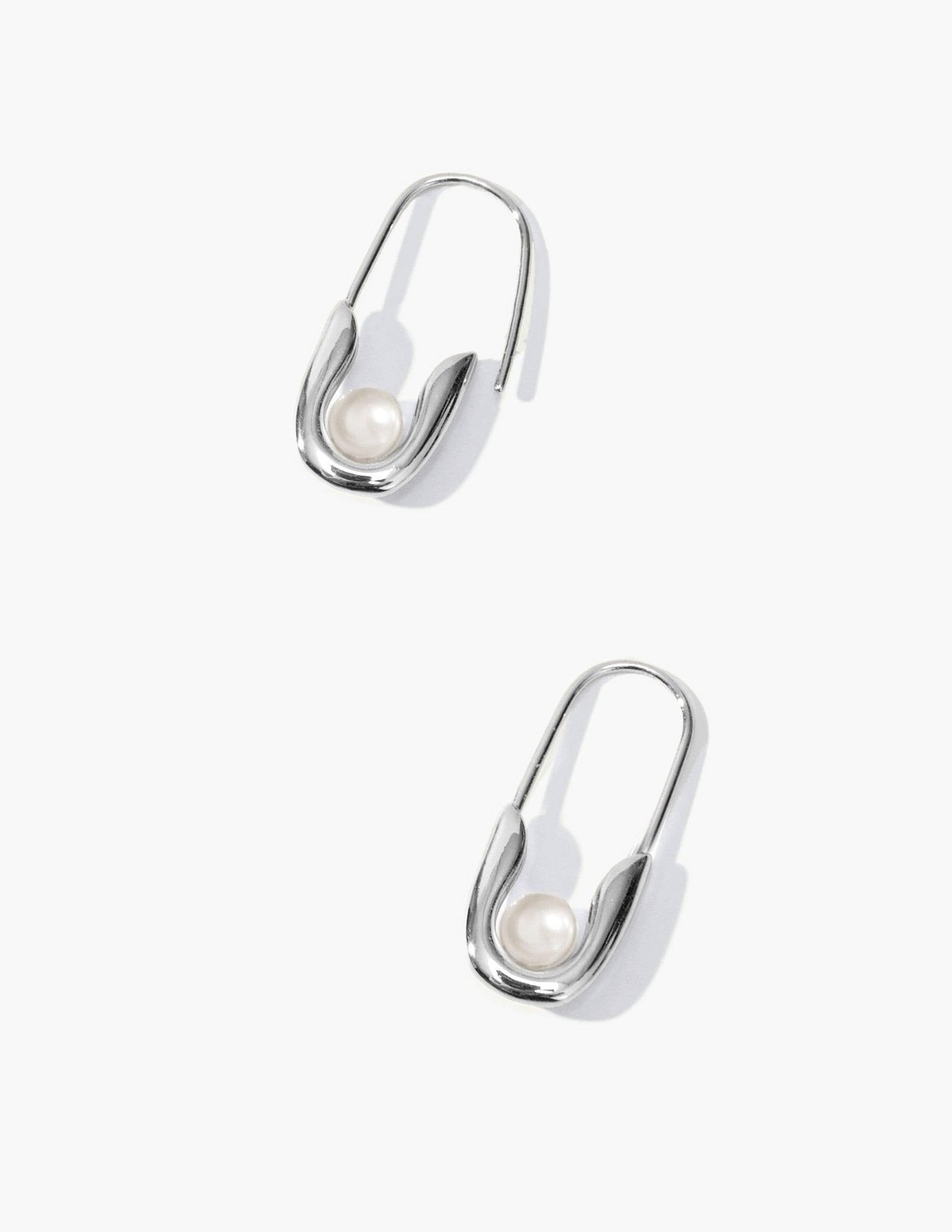 Silver Petite Safety Pin Earrings